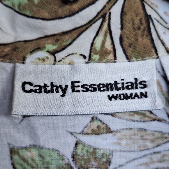 Cathy Essentials Woman Hawaiian Shirt Plus Sz1X Cotton Neutral Colors Comfy Cozy - Picture 2 of 10